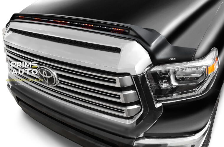 Дефлектор капоту зі світлодіодною стрічкою та повторювачем повороту в кольорі кузову Toyota TACOMA 2020-2023 чорний металік AVS 953079-218-B 953079-218-B фото