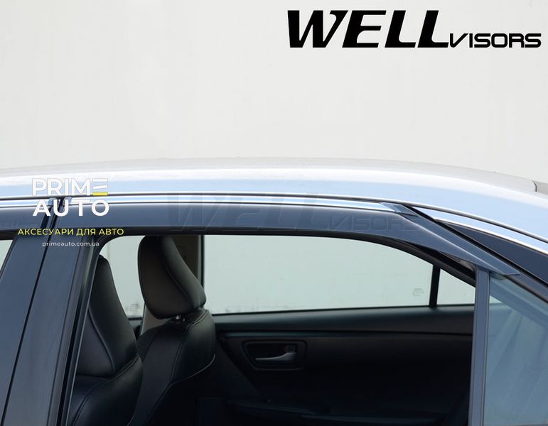 Дефлекторы окон, к-т 4 шт, с хромированным молдингом Toyota Camry 2015 - 2017 Wellvisors 3-847TY048 3-847TY048 фото