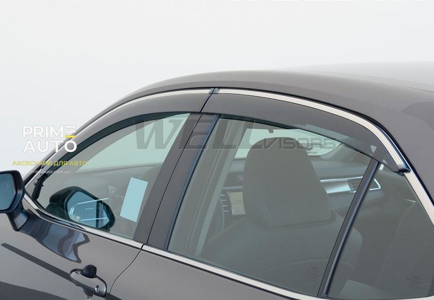 Дефлектори вікон, к-т 4 шт, з хромованим молдингом Toyota Camry 2018 - 2022 Wellvisors 3-847TY054 3-847TY054 фото