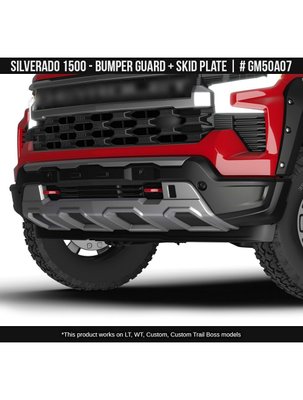 Накладка переднього бампера із дифузором з ДХВ Chevrolet Silverado 1500 2022-2023 чорний та срібний AIR DESIGN GM50A07 GM50A07 фото