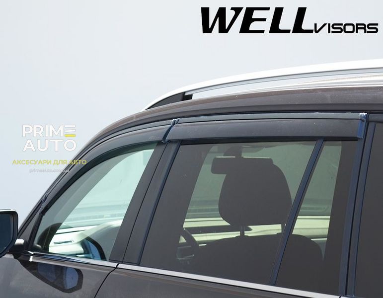 Дефлектори вікон, к-т 4 шт, з чорним хромованим молдингом Volkswagen Atlas 2018 - 2023 Wellvisors 3-847VW017 3-847VW017 фото