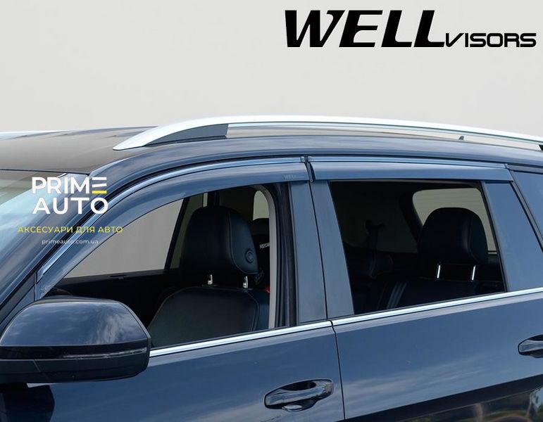 Дефлектори вікон, к-т 4 шт, з чорним хромованим молдингом Volkswagen Atlas 2018 - 2023 Wellvisors 3-847VW017 3-847VW017 фото