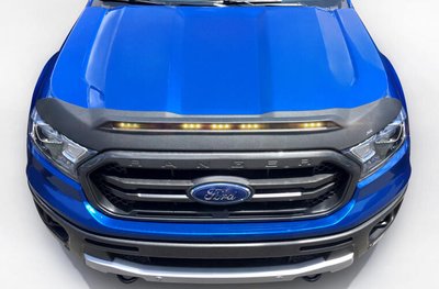 Дефлектор капоту клеючий Aeroskin зі світлодіодною стрічкою чорний матовий Ford Ranger 2019 - 2023 AVS 753166 753166 фото