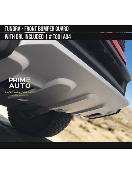 Накладка переднего бампера из ДХО Toyota Tundra 2014-2021 черный и серебряный AIR DESIGN TO01A04 TO01A04 фото
