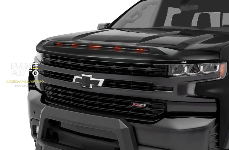 Дефлектор капоту клеючий Aeroskin зі світлодіодною стрічкою чорний матовий Chevrolet Colorado 2015 - 2022 AVS 753113 753113 фото