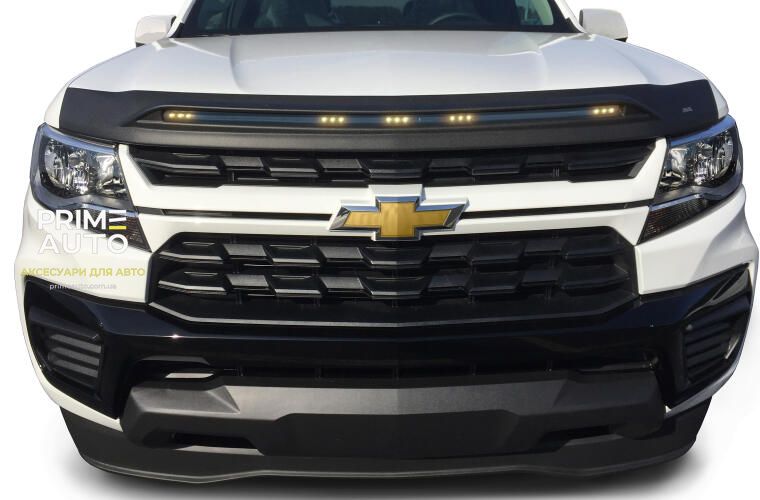 Дефлектор капота клеющий Aeroskin со светодиодной лентой черный матовый Chevrolet Colorado 2015 - 2022 AVS 753113 753113 фото