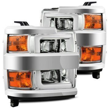 Передні фари Chevrolet Silverado 3500 2015-2019 PRO серія хром / хром Grill вставка AlphaRex 880225 880225.. фото