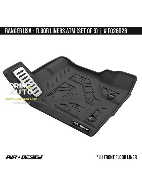 Лайнеры передние Ford Ranger EUR 2019-2022 черный AIR DESIGN FO26D57/56 FO26D57/56 фото