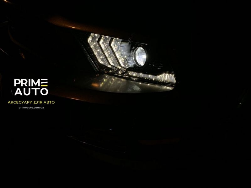 Передні фари Ford Mustang 2010-2014 LED LUXX серія чорні AlphaRex AHL-FM10-PL-SA-B AHL-FM10-PL-SA-B фото