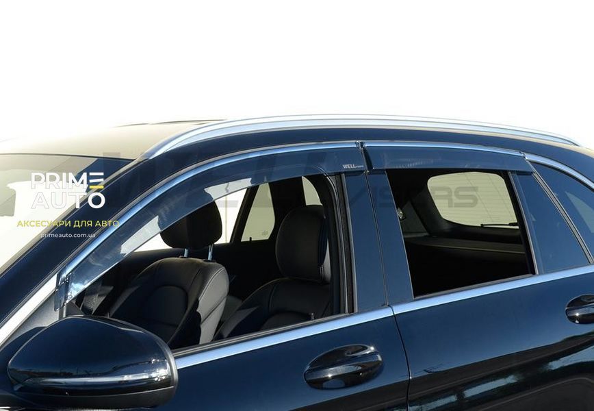 Дефлекторы окон к-т 4 шт с хромированным молдингом Mercedes-Benz GLC-Class 2016 - 2022 Wellvisors 3-847MB020 3-847MB020 фото