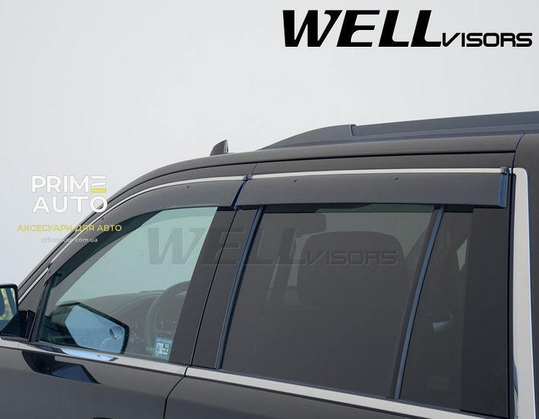 Дефлектори вікон к-т 4 шт з хромованим молдингом GMC Yukon 2015 - 2020 Wellvisors 3-847CH023 3-847CH023. фото