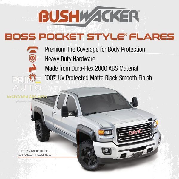 Расширители арок комплект 4 шт GMC Sierra 2500 HD 2007-2010 Boss Pocket-style черный Bushwacker 40943-02 40943-02 фото