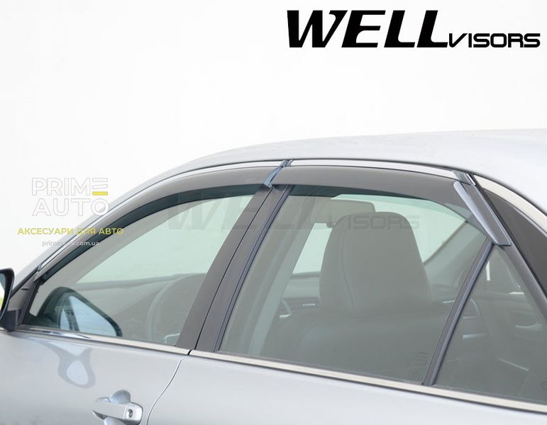 Дефлектори вікон, к-т 4 шт, з хромованим молдингом Toyota Camry 2015 - 2017 Wellvisors 3-847TY048 3-847TY048 фото