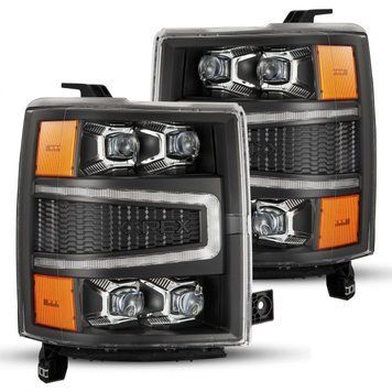 Передні фари Chevrolet Silverado 1500 2014-2015 LED NOVA серія чорні AlphaRex 880239 880239 фото