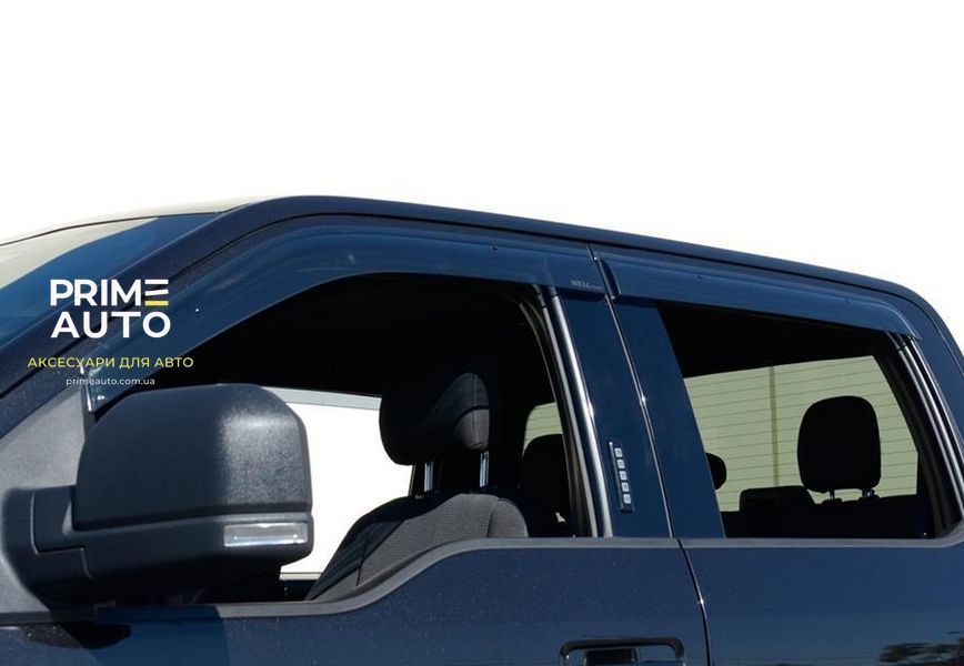 Дефлектори вікон к-т 4 шт Premium серія Ford F150/Raptor 2015 - 2020 Crew Cab Wellvisors 3-847FD015 3-847FD015 фото