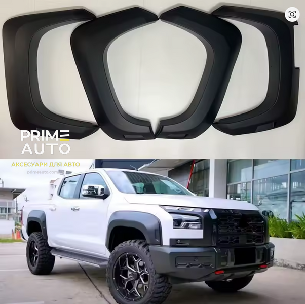 Розширювачі колісних арок 4 шт без габаритов Mitsubishi L200 2024-2026 Black FFL20024+ Samzun FFL20024+ фото