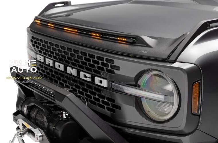 Дефлектор капота клеющий Aeroskin PRO со светодиодной лентой черный матовый Ford Bronco 2021 - 2026 AVS 953183 953183 фото