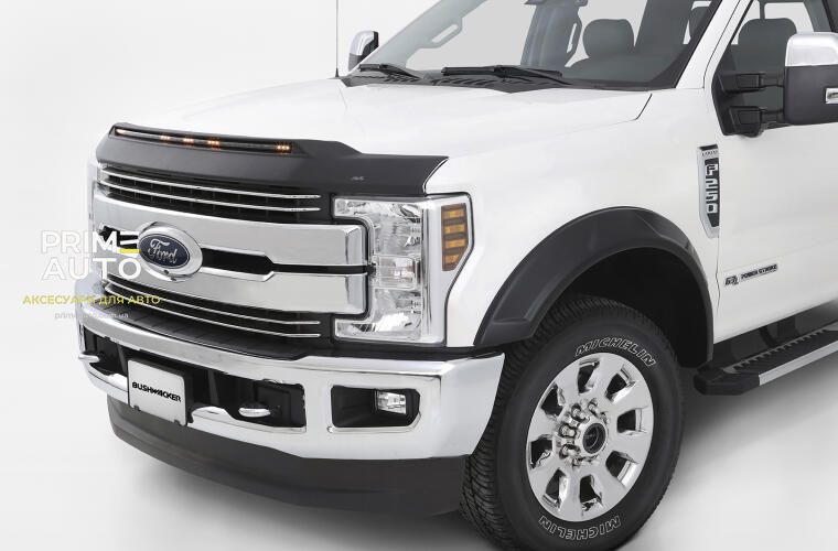 Дефлектор капота со светодиодной лентой клеящий черный матовый Ford F-250 2017-2022 AVS 753135 753135 фото