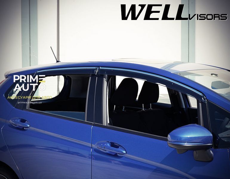 Дефлекторы окон к-т 4 шт с хромированным молдингом Honda Fit 2015 - 2020 Wellvisors 3-847HD004 3-847HD004 фото