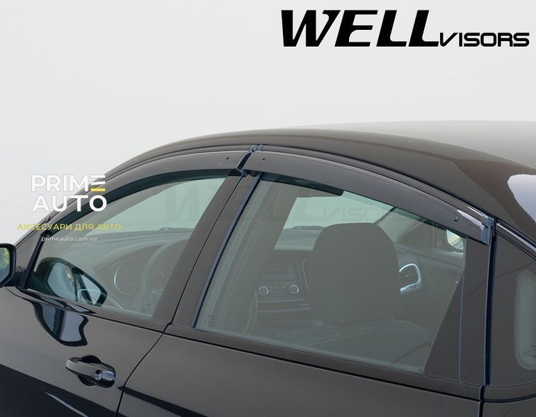 Дефлектори вікон к-т 4 шт з чорним хромованим молдингом Dodge Dart 2013 - 2016 Wellvisors 3-847DG003 3-847DG003 фото