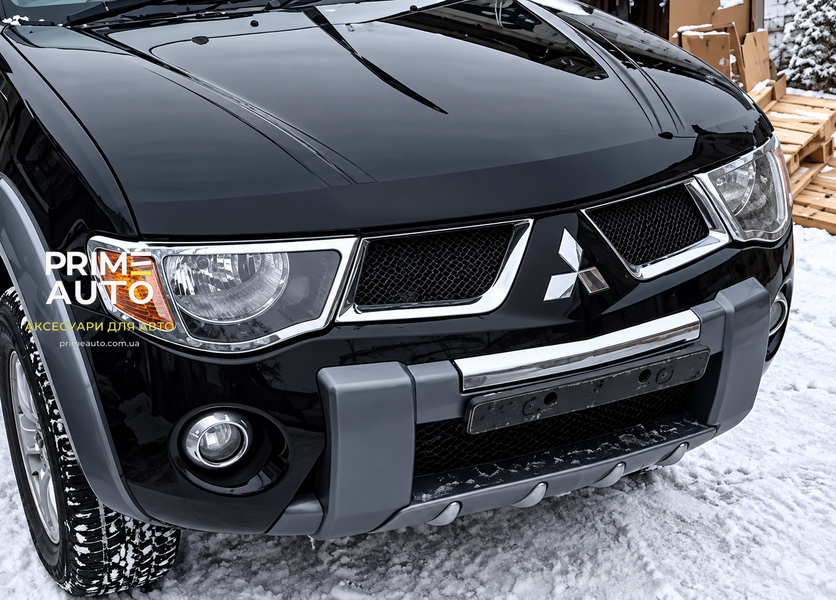 Накладки на фонари передние пластик Mitsubishi L200 2006-2015 хром EGR HLB226170 HLB226170 фото