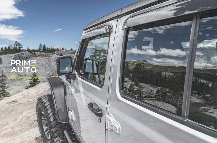 Дефлекторы окон клеящиеся темные Jeep Wrangler JL 2018- 2025 к-т 4 шт AVS 94183 94183 фото