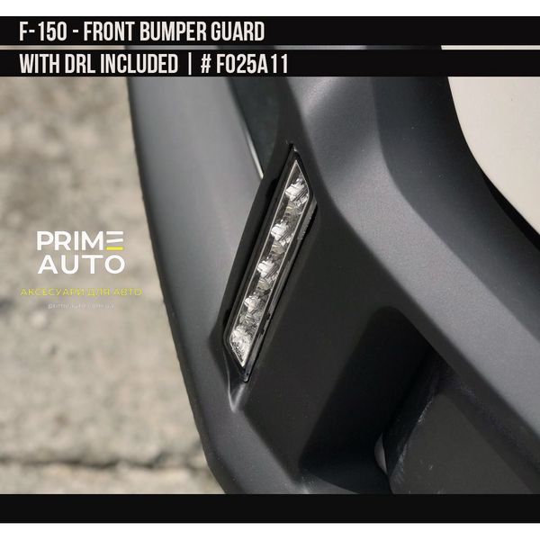Накладка переднього бамперу з ДХВ Ford F-150 2018-2020 чорний та срібний AIR DESIGN FO25A11 FO25A11 фото