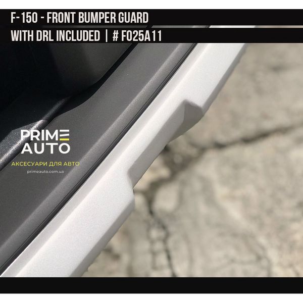 Накладка переднього бамперу з ДХВ Ford F-150 2018-2020 чорний та срібний AIR DESIGN FO25A11 FO25A11 фото