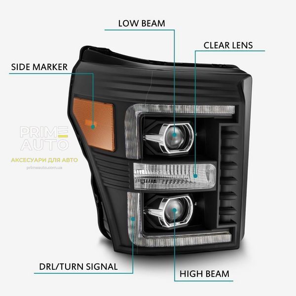 Передние фары LED Ford Super Duty 2011-2016 LED LUXX серия черные AlphaRex 880146 880146 фото