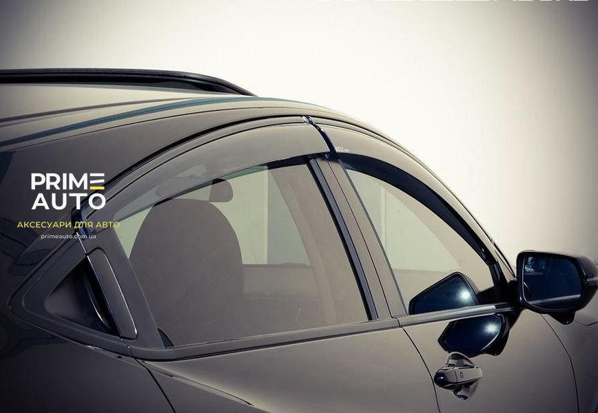 Дефлектори вікон, к-т 4 шт, з чорним хромованим молдингом Honda HR-V 2016 - 2022 Wellvisors 3-847HD027 3-847HD027 фото