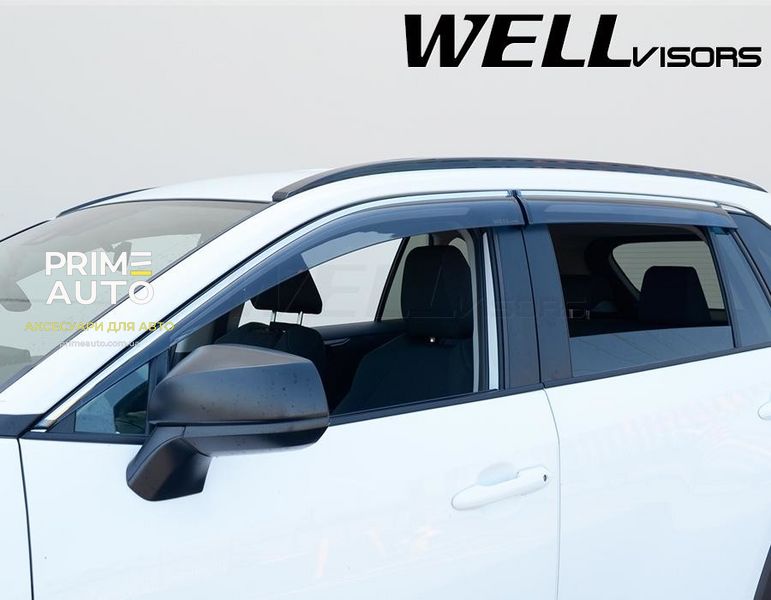 Дефлектори вікон, к-т 4 шт, з хромованим молдингом Toyota RAV4 2019 - 2022 Wellvisors 3-847TY057 3-847TY057 фото