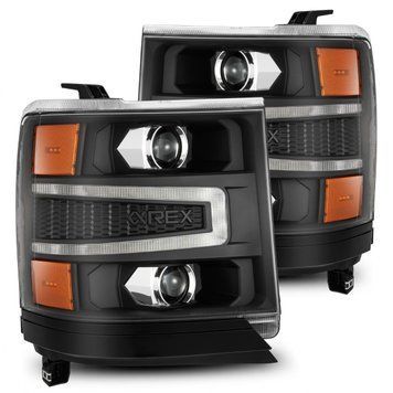 Передні фари Chevrolet Silverado 1500 2016-2018 LED LUXX серія чорні AlphaRex 880234 880234 фото