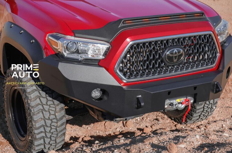 Дефлектор капоту клеючий Aeroskin PRO зі світлодіодною стрічкою чорний матовий Toyota Tacoma 2016 - 2025 AVS 953079 953079 фото