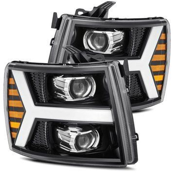 Передні фари Chevrolet Silverado 1500 2007-2013 LED LUXX серія вуглево-чорні AlphaRex 880223 880223 фото