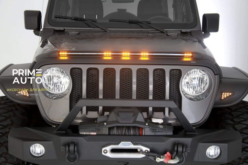 Дефлектор капоту клеючий Aeroskin зі світлодіодною стрічкою чорний матовий Jeep Wrangler JK 2007 - 2018 AVS 753060 753060 фото