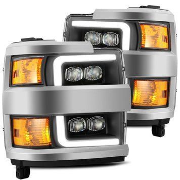 Передні фари Chevrolet Silverado 3500 2015-2019 LED NOVA серія чорні / хром Grill вставка AlphaRex 880227 880227.. фото