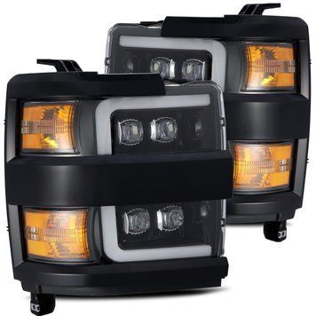 Передні фари Chevrolet Silverado 2500 2015-2019 LED NOVA серія вуглево-чорні / чорна Grill вставка AlphaRex 880229 880229. фото