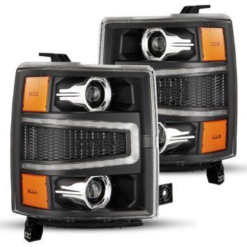 Передні фари Chevrolet Silverado 1500 2014-2015 LED LUXX серія чорні AlphaRex 880242 880242 фото